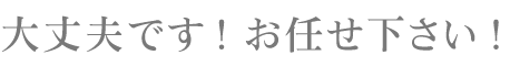 大丈夫です！お任せ下さい！